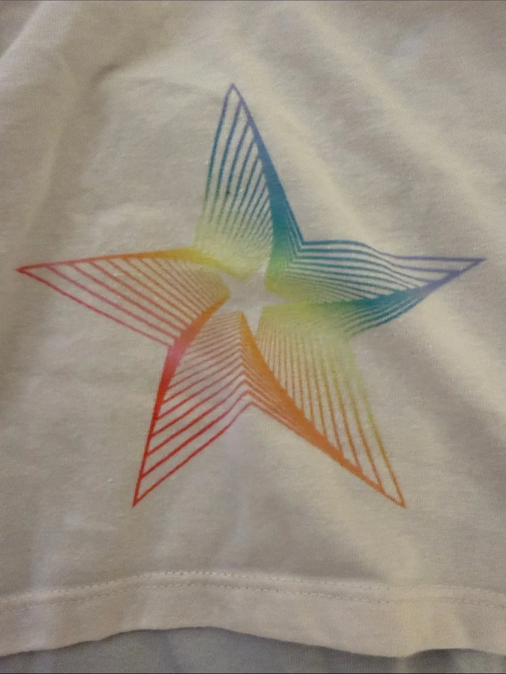Xersion White Layered Crop Tee with Rainbow Star